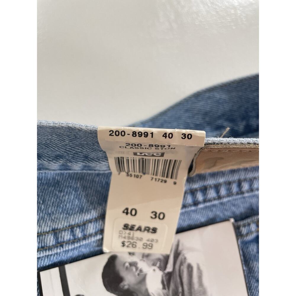 Vintage Lee Jeans Sears Mens Regular Fit Eurobleach Blue Size 40 x 30 New (NWT) - Picture 12 of 16